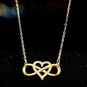 Infinity Heart Cubic Zirconia Pendant Necklace Gold